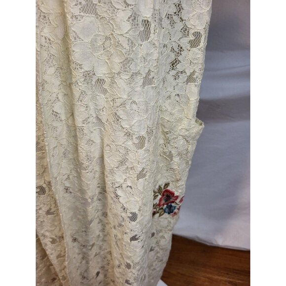 April Cornell NWT Ivory Embroidered Floral Lace Sleeveless Duster Size Small - Picture 3 of 7